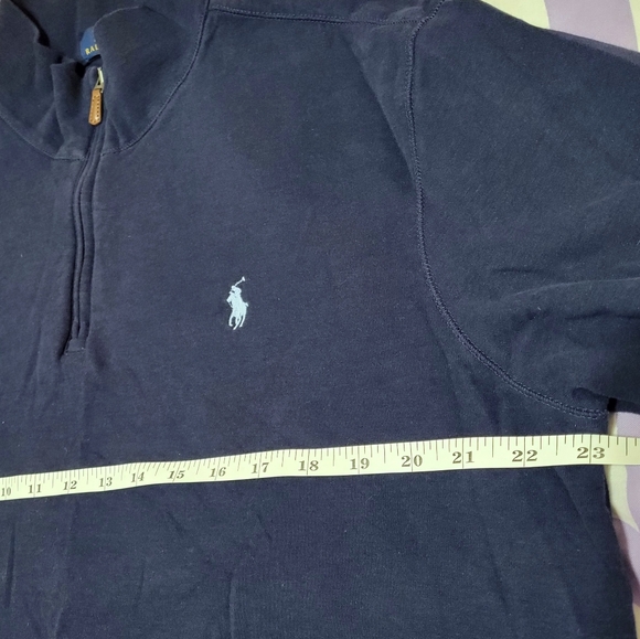 Polo by Ralph Lauren Mens Pullover Long Sleeve Half Zip Large Sweatshirt Navy - Picture 7 of 9